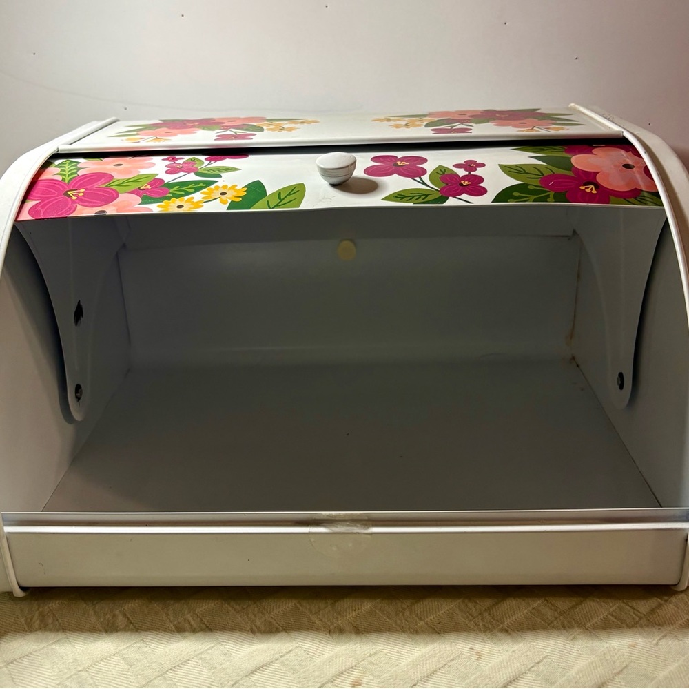 Bread Box Roll Up Door Spring Floral Metal Shabby Chic Vintage Style Ashland - Picture 3 of 6